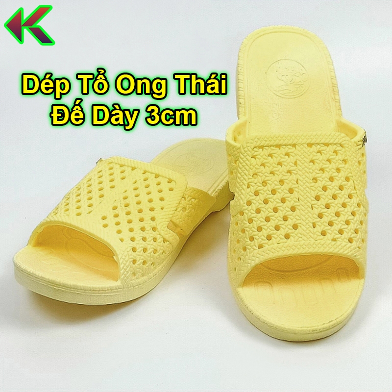Dép Tổ Ong Thái chống trơn trượt, hàng Xịn Loại 1, Đế dày 3cm, Đi trong nhà ngoài trời - Cực Êm Chân