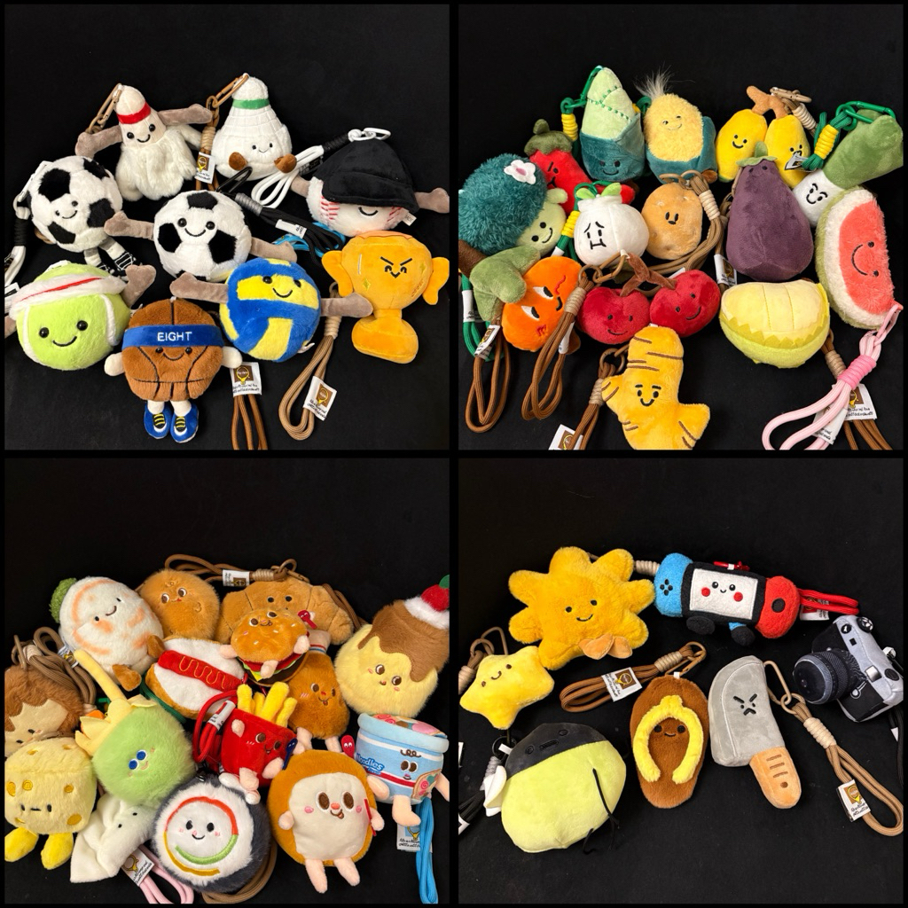 Charm túi xách kèm dây nhiều mẫu: bóng thể thao, trái cây, rau củ,bánh ,…