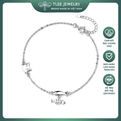 Lắc tay bạc nữ TLEE s925 vòng tay mèo cá xinh xắn, dễ thương TLEE JEWELRY LT0434