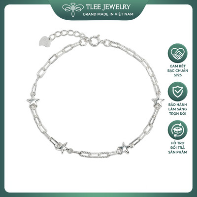 Lắc tay bạc nữ TLEE ngôi sao nhỏ dây xích nối xinh xắn TLEE JEWELRY LT0437