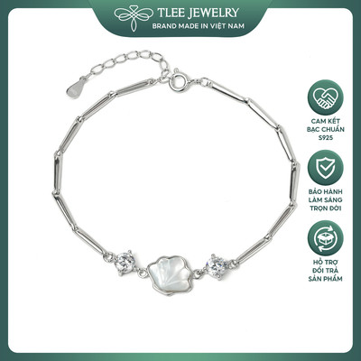 Lắc tay bạc nữ TLEE hình vỏ sò xà cừ mix ổ đá tròn lấp lánh, nhẹ nhàng, thanh lịch TLEE JEWELRY LT0444