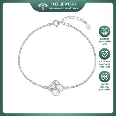 Lắc tay bạc nữ TLEE cỏ bốn lá đơn vân phay sáng thu hút may mắn TLEE JEWELRY LT0456
