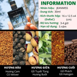 Sét  Nước Hoa Nam JEANMISS Mùi Thơm Nhẹ Nhàng, Lưu Hương Lâu