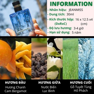 Sét  Nước Hoa Nam JEANMISS Mùi Thơm Nhẹ Nhàng, Lưu Hương Lâu