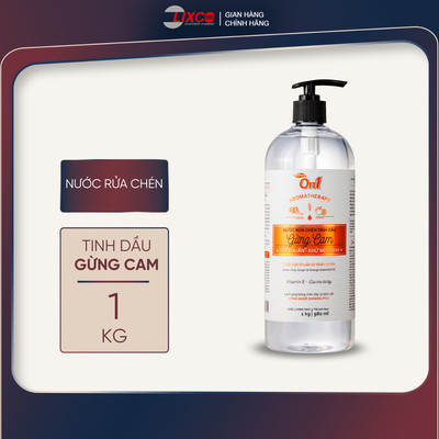 Nước rửa chén On1 tinh dầu gừng cam 1Kg - rửa bát đánh bay dầu mỡ bảo vệ da tay N5603