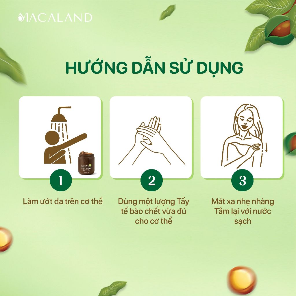 [M2G20%] Tẩy Tế Bào Chết Body Scrub Cà Phê Organic-Mắc Ca 235g/500g Macaland Dưỡng Ẩm Da Sáng Mịn