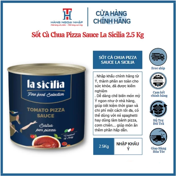 Sốt Cà Chua - Pizza Sauce Chuyên Dùng Cho Pasta Và Pizza Hộp 2.5 Kg La Sicilia Italia