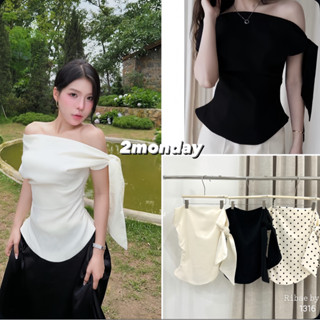 [VIDEO/ SẴN] ÁO LỆCH VAI BUỘC THẮT NƠ MẶC 2 KIỂU PHONG CÁCH TIỂU THƯ 2MONDAY A97