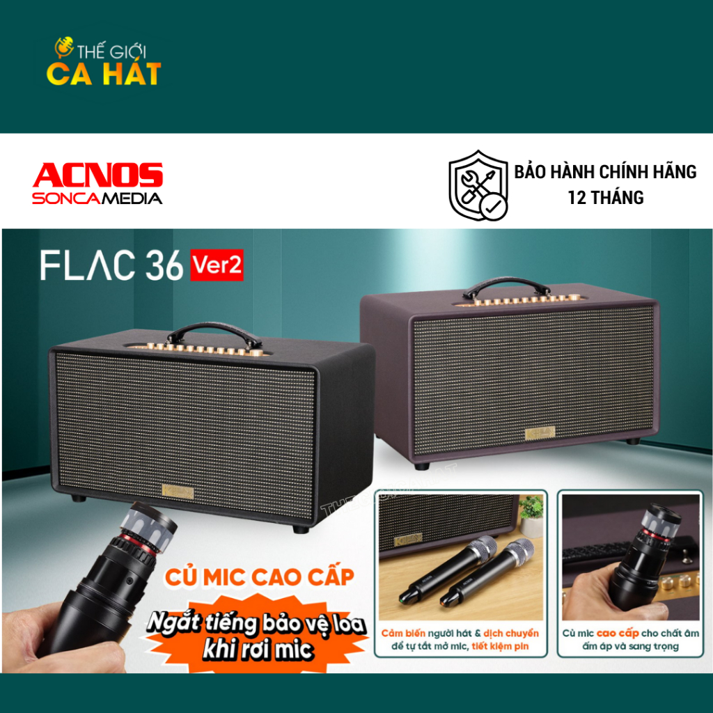 Dàn âm thanh di động FLAC 36 Version2 kèm Micro thông - Loa Karaoke minh chất âm xuất sắc ACNOS Soncamedia