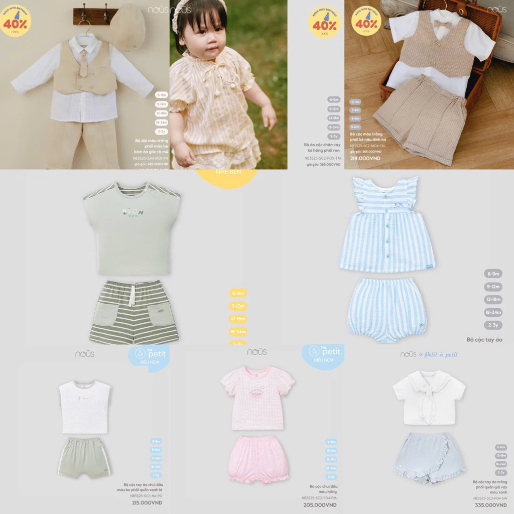 Bộ Cộc Tay Nous Party 2025 - Mẫu Size 6-9m Đến 2-3y (NPT)