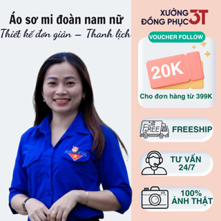 Áo sơ mi đoàn thanh niên logo thêu, áo đoàn nam nữ dài tay ngắn tay có đủ size chất liệu cao cấp sẵn hàng