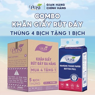 COMBO THÙNG 5 BỊCH GIẤY RÚT ĐÁY POSY ĐA NĂNG 1280 TỜ 4 LỚP MỀM MỊN TIỆN LỢI CHO MỌI NHÀ