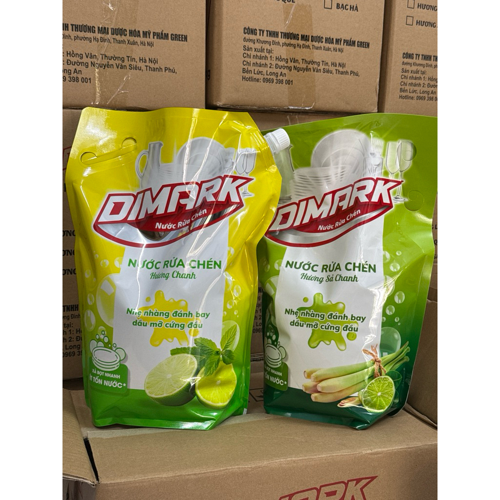 Nước rửa chén Dimark hương sả chanh dạng túi 3,5kg siêu tiết kiệm