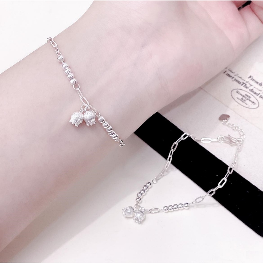 Lắc tay nữ bạc ta lắc hoa linh lan dày dặn