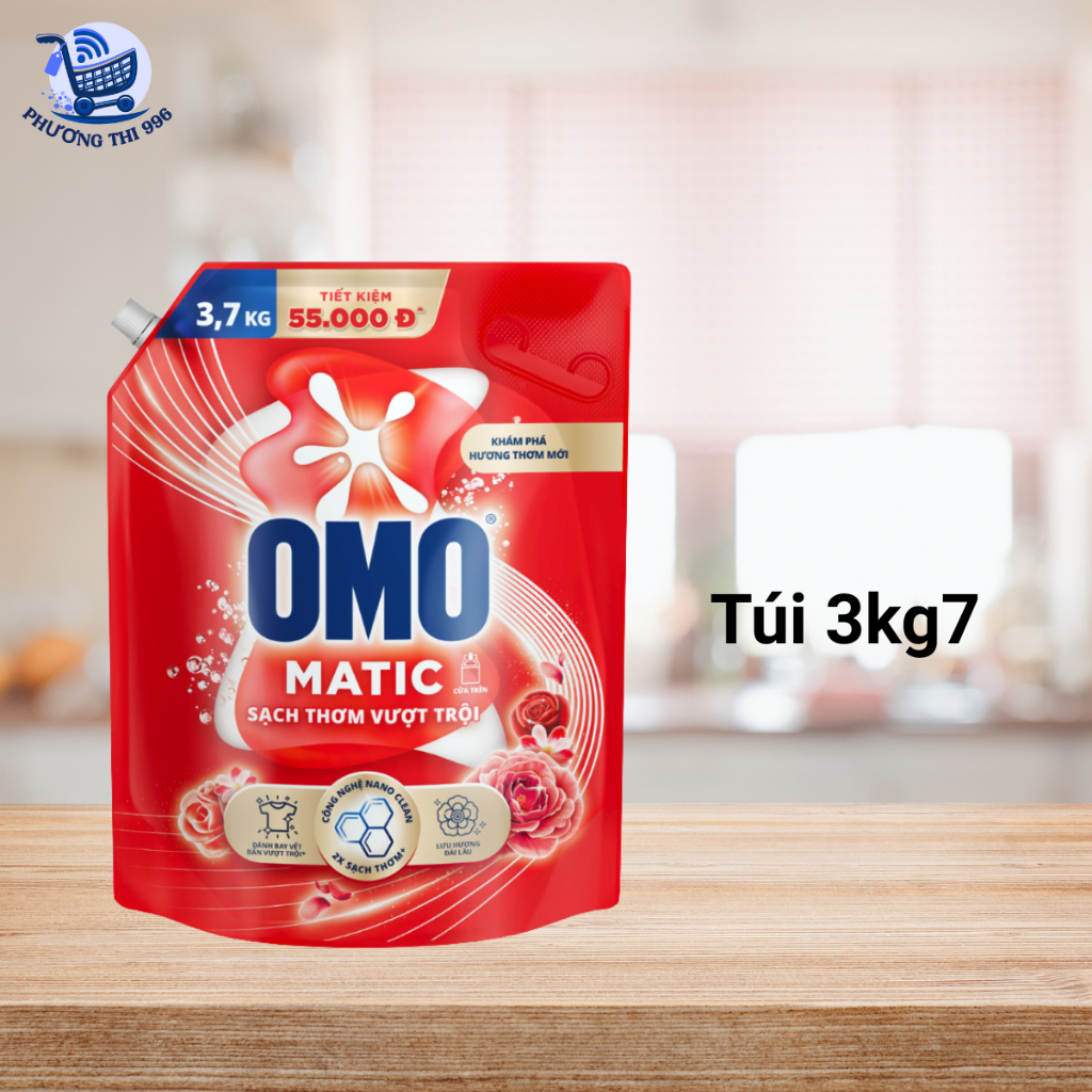 [ Túi 3kg7 ]Nước giặt OMO Matic sạch vượt trội dành cho máy cửa trên