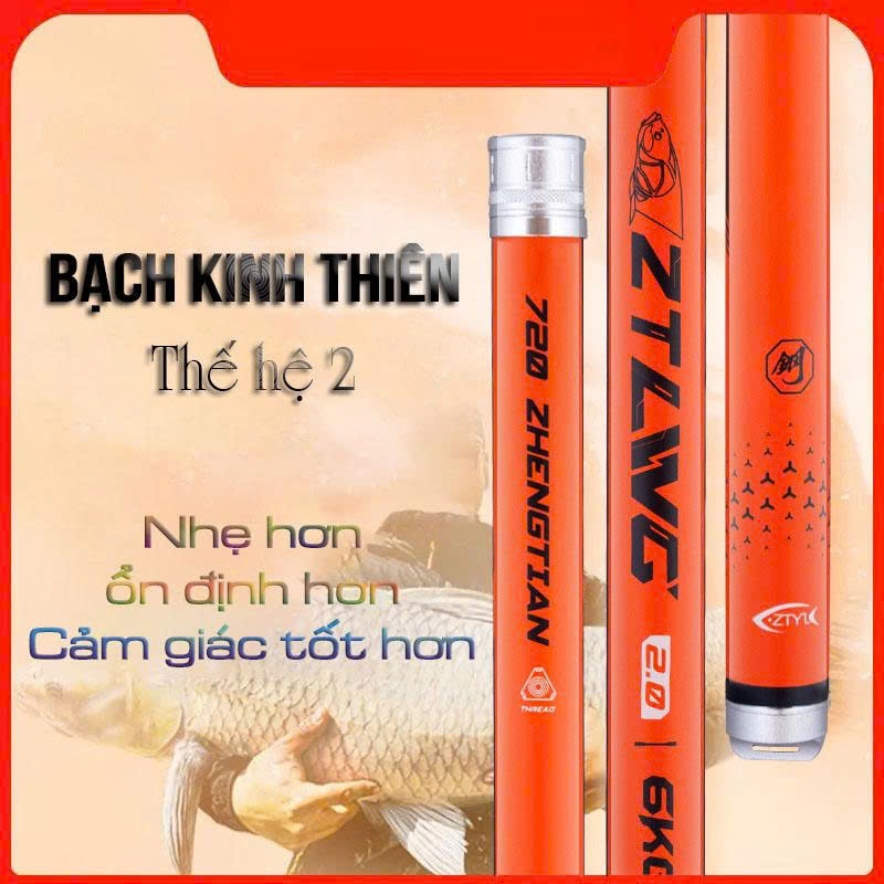 ( BẢO HÀNH 1 NĂM 1 LÓNG )  Cần câu  8H Bạch kinh thiên thế hệ 2 độ dài từ 3m6 đến 8.1m công nghệ car