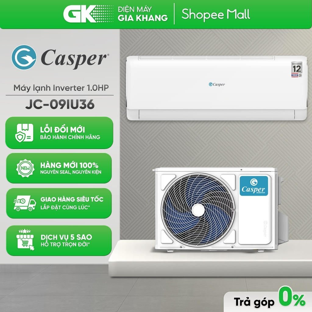 JC-09IU36 - Máy Lạnh CASPER Inverter 1 Chiều 1 HP (JC-09IU36) [Freeship CẦN THƠ]