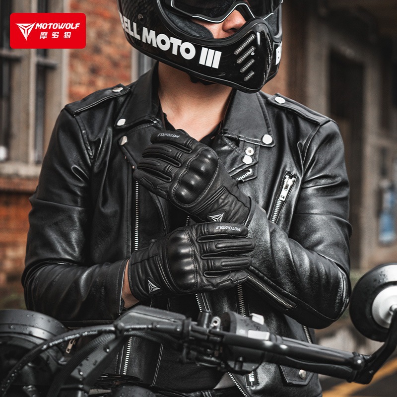 Găng tay da cừu cao cấp Motowolf GM2 full ngón