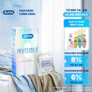 Bao cao su Durex Invisible siêu mỏng size 52mm, hộp 10 bao
