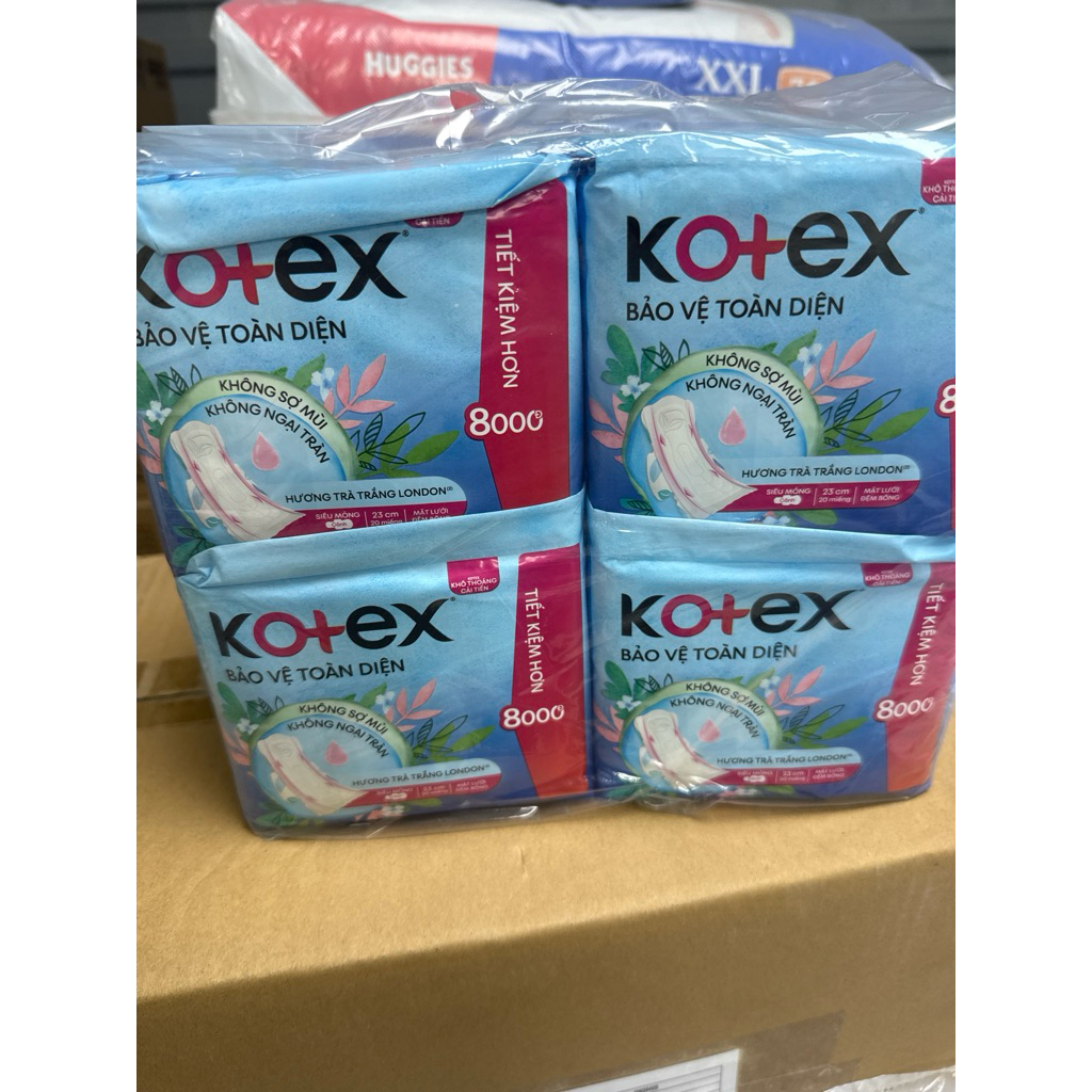 Băng vệ sinh Kotex siêu mỏng cánh hương trà trắng 23cm 20 miếng, Kotex bảo vệ toàn diện.
