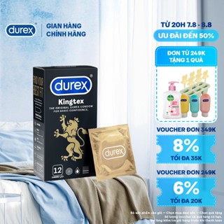 Bao cao su Durex Kingtex ôm sát, bôi trơn, size 49mm, hộp 12 bao