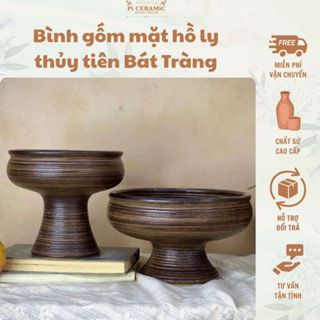  Bình gốm mặt hồ ly thủy tiên Bát Tràng vân ganh Ly ang cắm hoa Bình gốm sứ trang trí bày hoa quả 