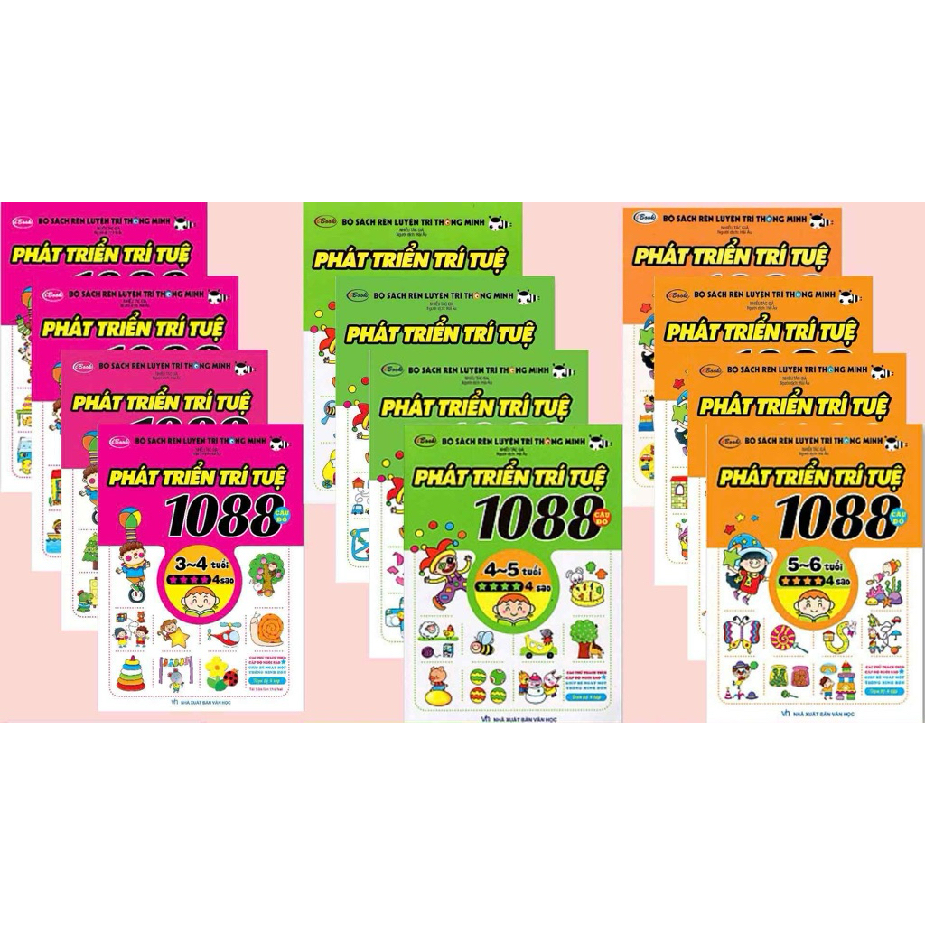 ✅Sách - 1088 Câu Đố Phát Triển Trí Tuệ 5 - 6 Tuổi (Bộ 4 Cuốn)