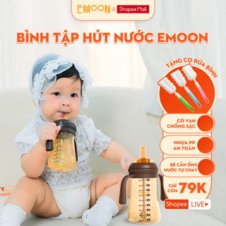 Bình Tập Hút Nước Cho Bé Emoon Tritan Chuẩn Nha Khoa Chống Sặc, An Toàn, Dễ Cầm, Phù Hợp Cho Trẻ 5 Tháng+