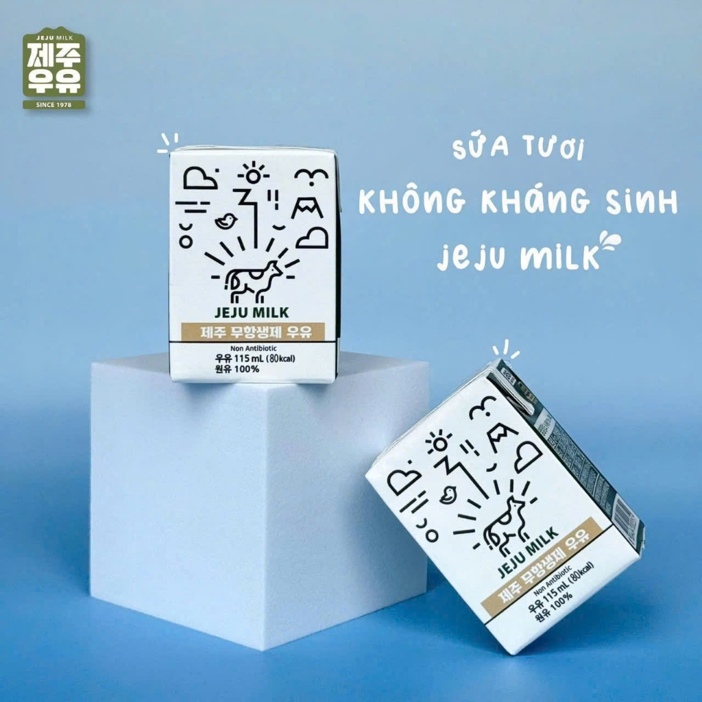 Sữa Tươi Sạch Không Kháng Sinh JEJU MILK Hàn Quốc cho bé từ 1 tuổi