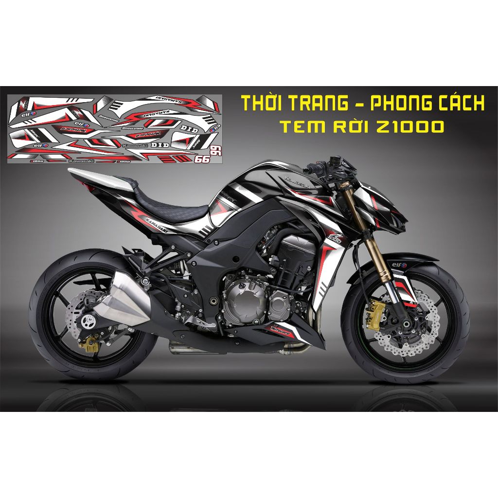 Tem Rời Kawasaki Z1000 – Decal Dán Lẻ Chất Lừ, Dễ Tùy  chọn màu sắc theo sở thích