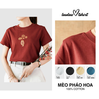 Áo thun nữ MÈO PH.ÁO HOA lewlew.tshirt - form baby tee vừa người 100% cotton thoáng mát