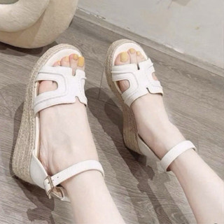 NS2 Sandal xuồng quai H da khóa gài cao 7 cm - Bonita Shoes BMC18