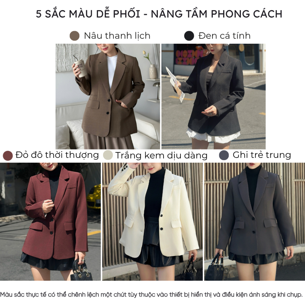 Áo khoác blazer nữ Mely Fashion form rộng dài tay phong cách Hàn Quốc trẻ trung tôn dáng dễ phối đồ có lớp đệm vai ASM45 | BigBuy360 - bigbuy360.vn