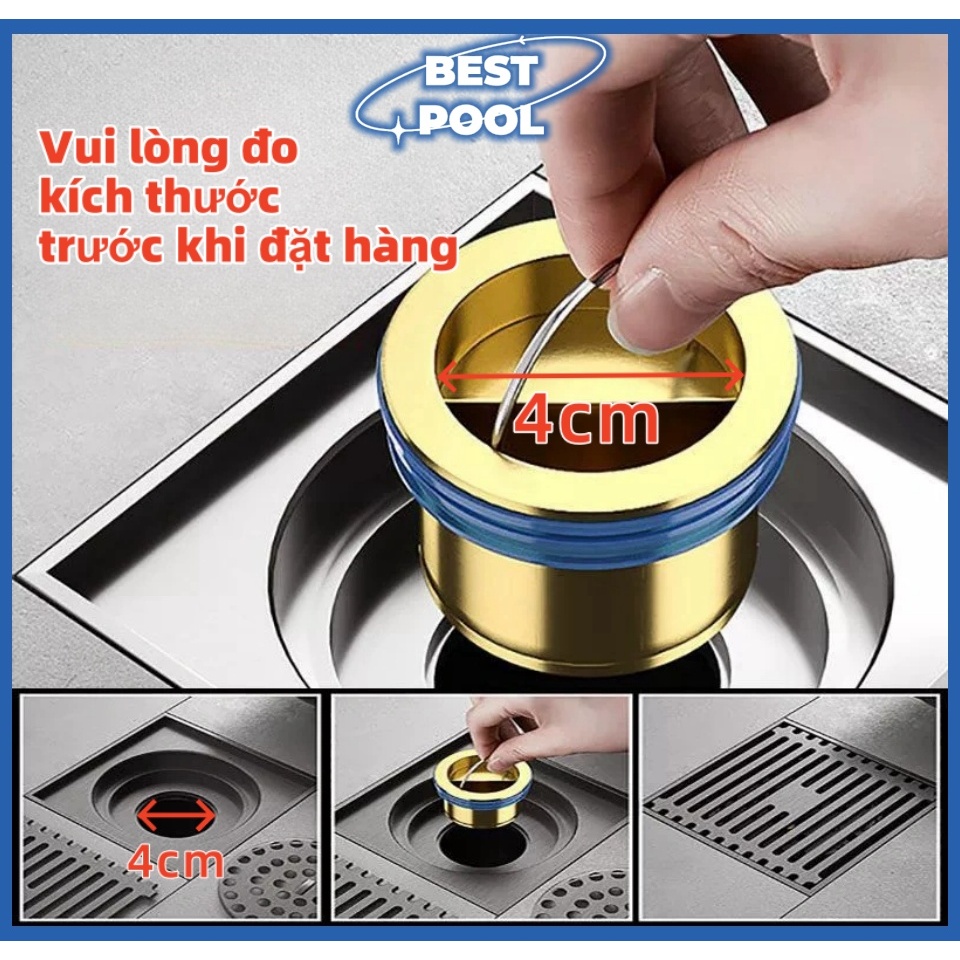 Nắp đậy cống thoát nước ngăn mùi, chống côn trùng bằng đồng, nắp chặn cống ngăn mùi van thoát nước 1 chiều - PK165/166