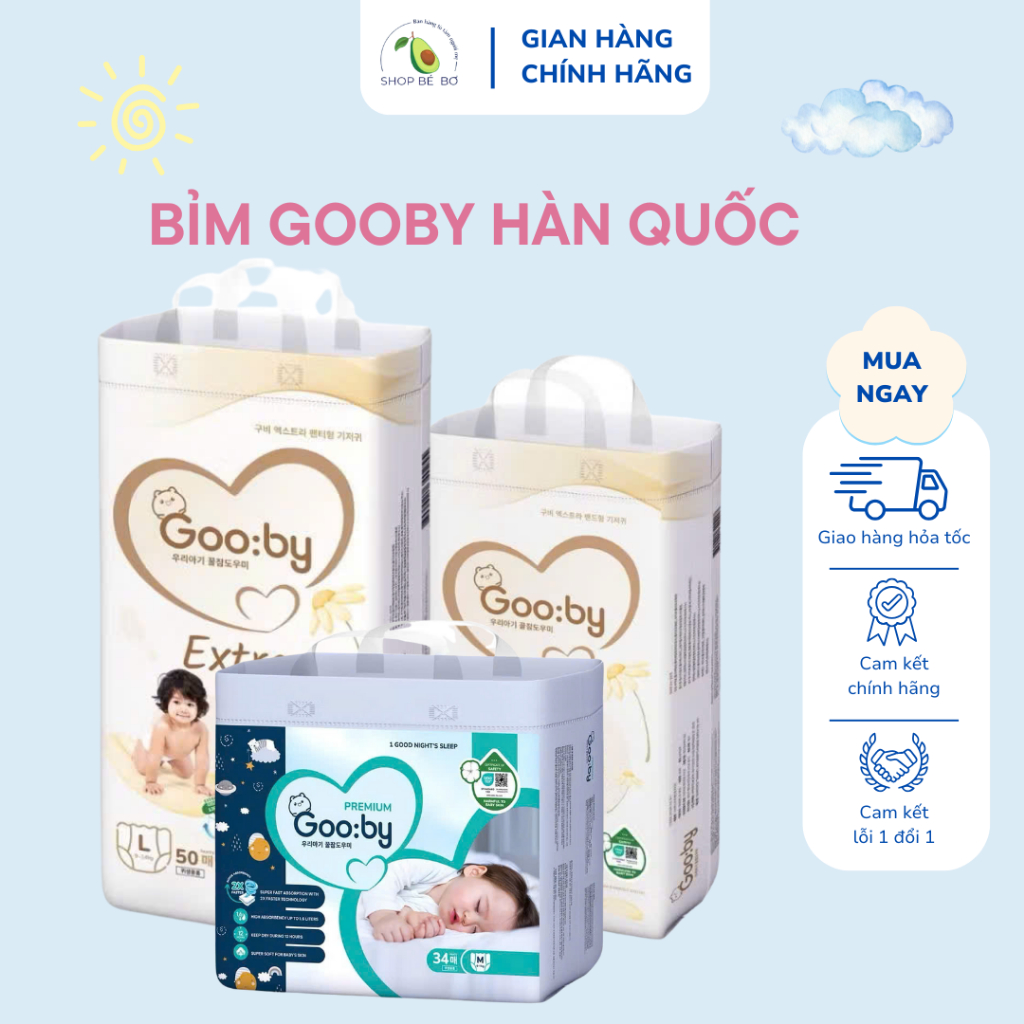 Bỉm Gooby Chính Hãng Cho Bé Extra & Premium, Dán/Quần, Đủ Size Từ NB-3XL Chống Tràn Tối Ưu