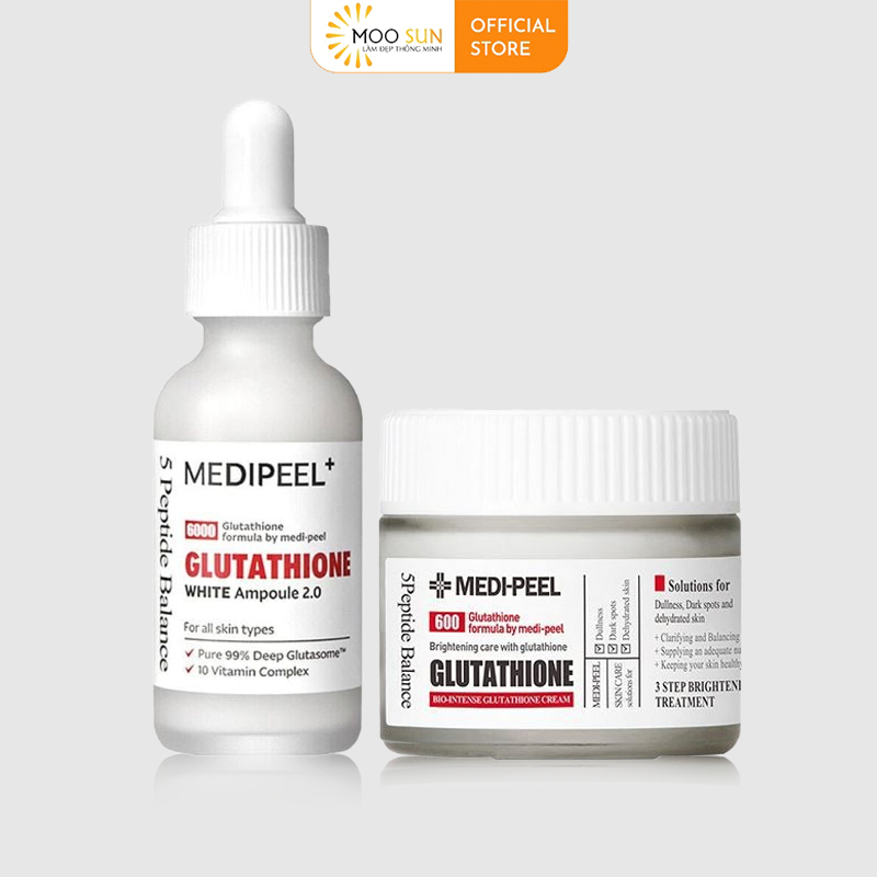 Combo Serum Và Kem Dưỡng Trắng Da MEDI-PEEL Glutathione 600 White Hàn Quốc