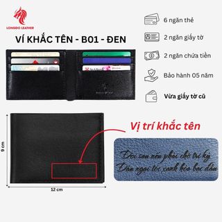 Ví da khắc tên theo yêu cầu kiểu ví ngang - LAMPODO