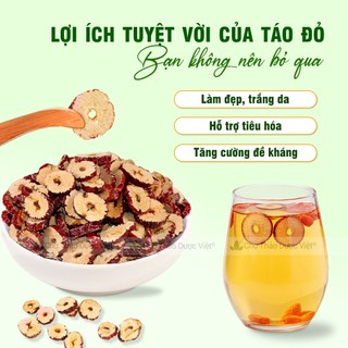 Táo đỏ thái lát 500g, trà táo đỏ sấy giòn, không vụn, dùng pha trà, chưng yến, nấu chè dưỡng nhan