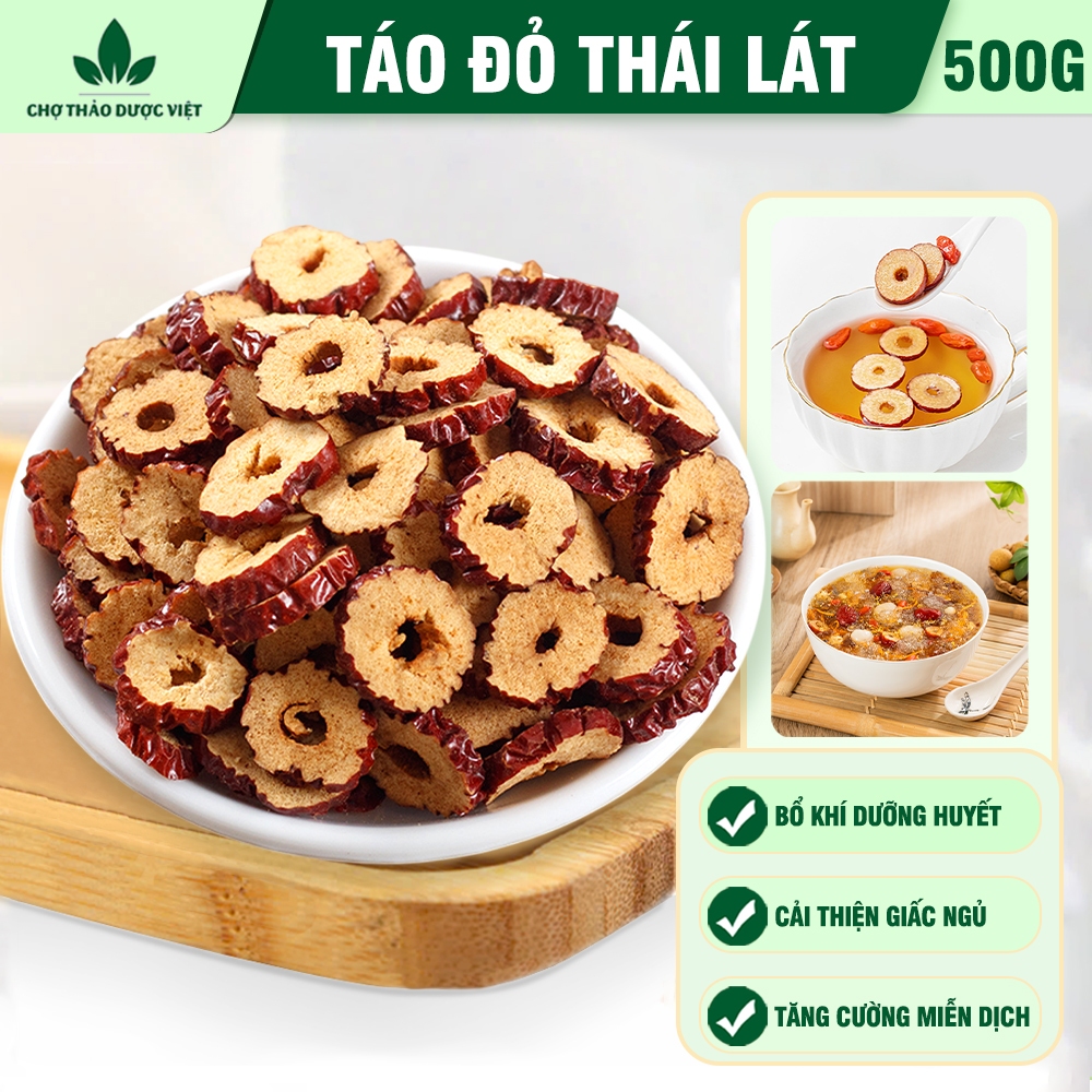 Táo đỏ thái lát 500g, trà táo đỏ sấy giòn, không vụn, dùng pha trà, chưng yến, nấu chè dưỡng nhan