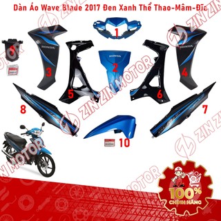 Dàn Áo Wave Blade 110 2017 Đen Xanh Phiên Bản Thể Thao Bánh Mâm Phanh Đĩa Chính Hãng - ZZM 