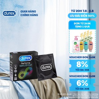 Bao cao su Durex Performa kéo dài thời gian, size 52mm, 3 bao/hộp)