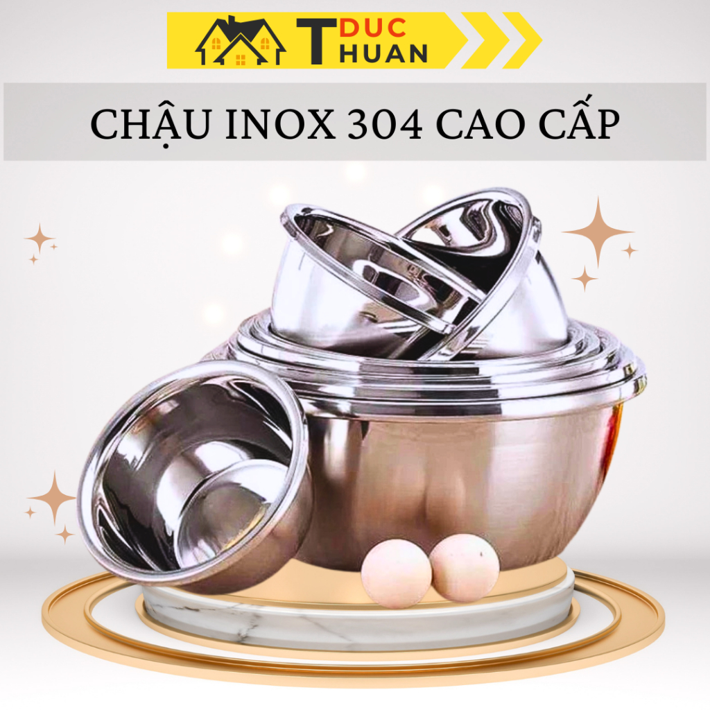 Thau inox Chậu Inox 304 - Âu Inox 304 Hàng Cao Cấp Nhập Khẩu Trực Tiếp Dày Dặn, Đẹp  ĐT HOME