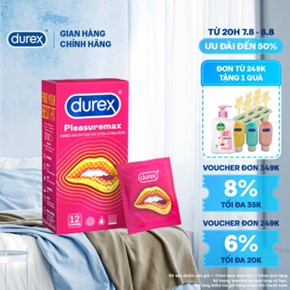 Bao cao su Durex Pleasuremax gân gai, size 56mm, 12 bao/hộp