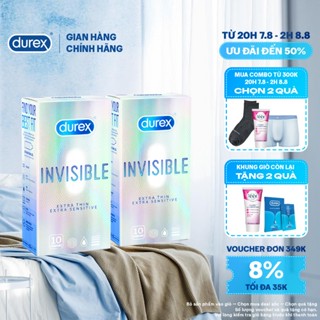 Bộ 2 hộp bao cao su Durex Invisible siêu mỏng size 52mm (10 bao/hộp) 