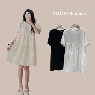 Váy babydoll dáng dài thiết kế tay phồng bo chun phong cách tiểu thư Hàn Quốc nhẹ nhàng đi chơi du lịch V8666 - MAIAN
