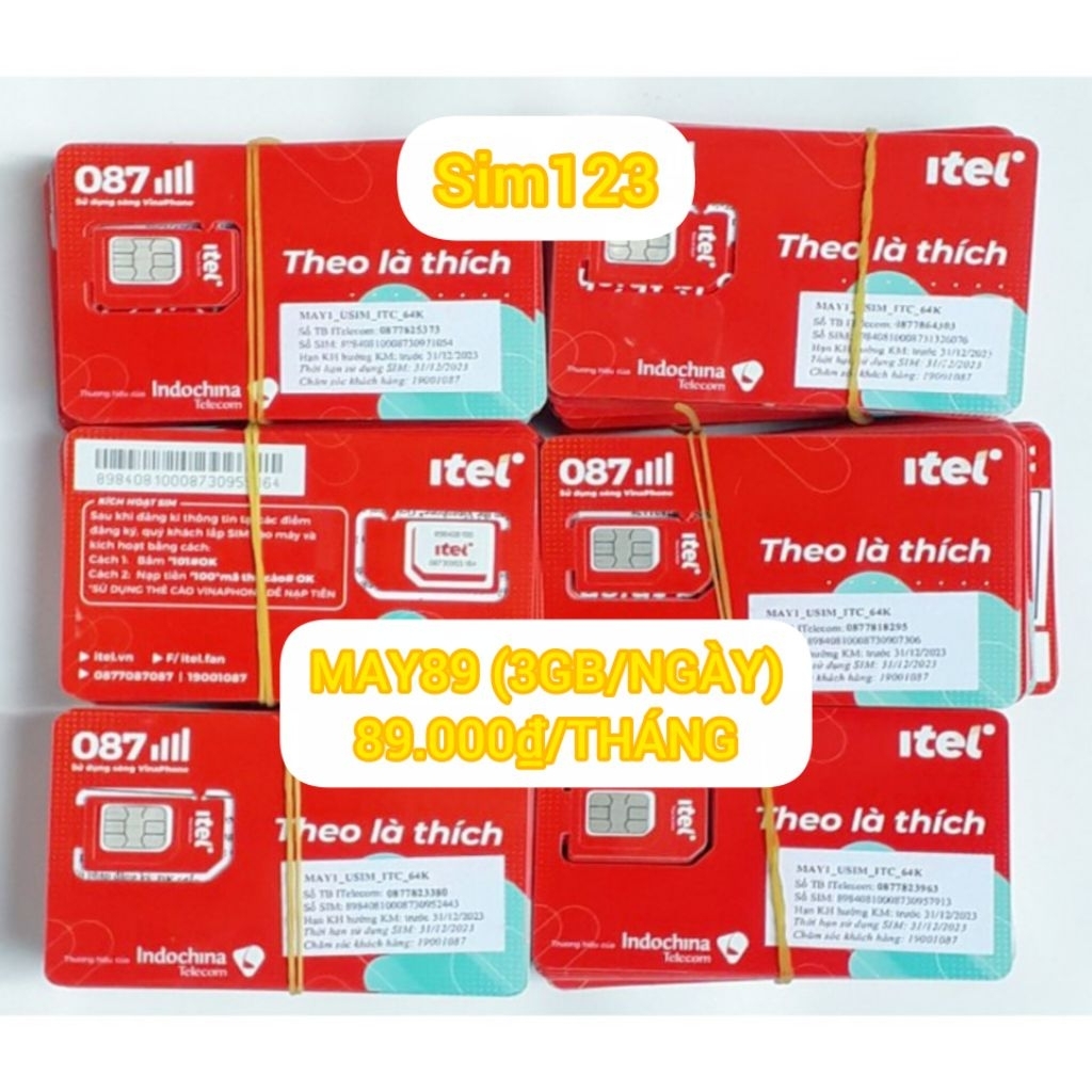 [Sim số đẹp] Sim Itel 4G May89 (3GB/Ngày) - 89K/Tháng sim mới chưa kích hoạt