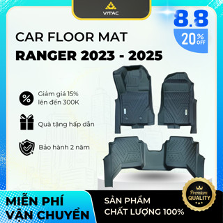 Freeship_VITAC Thảm lót sàn ô tô 5D FORD RANGER, XLS, WILDTRAK, STORMTRAK 2023-2025 TPV (3 tấm/Bộ)