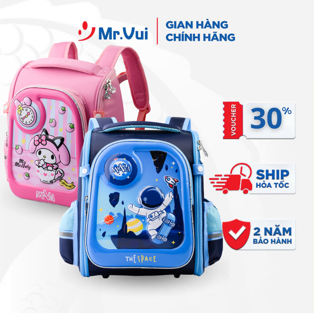Balo chống gù lưng Mr.Vui BLCG 970, cặp cho bé trai, bé gái đi học cấp 1, học tiểu học, chống thấm