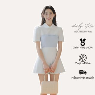 Áo cổ sen thiết kế tay bồng đính nơ, áo kiểu nữ dáng lửng phối kẻ tiểu thư Linly Store A-PC8