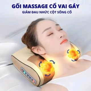 Gối massage cổ vai gáy 20 bi hồng ngoại, máy mát xa hỗ trợ giảm đau cổ vai gáy lưng cột sống LOẠI 1 GIÁ TỐT